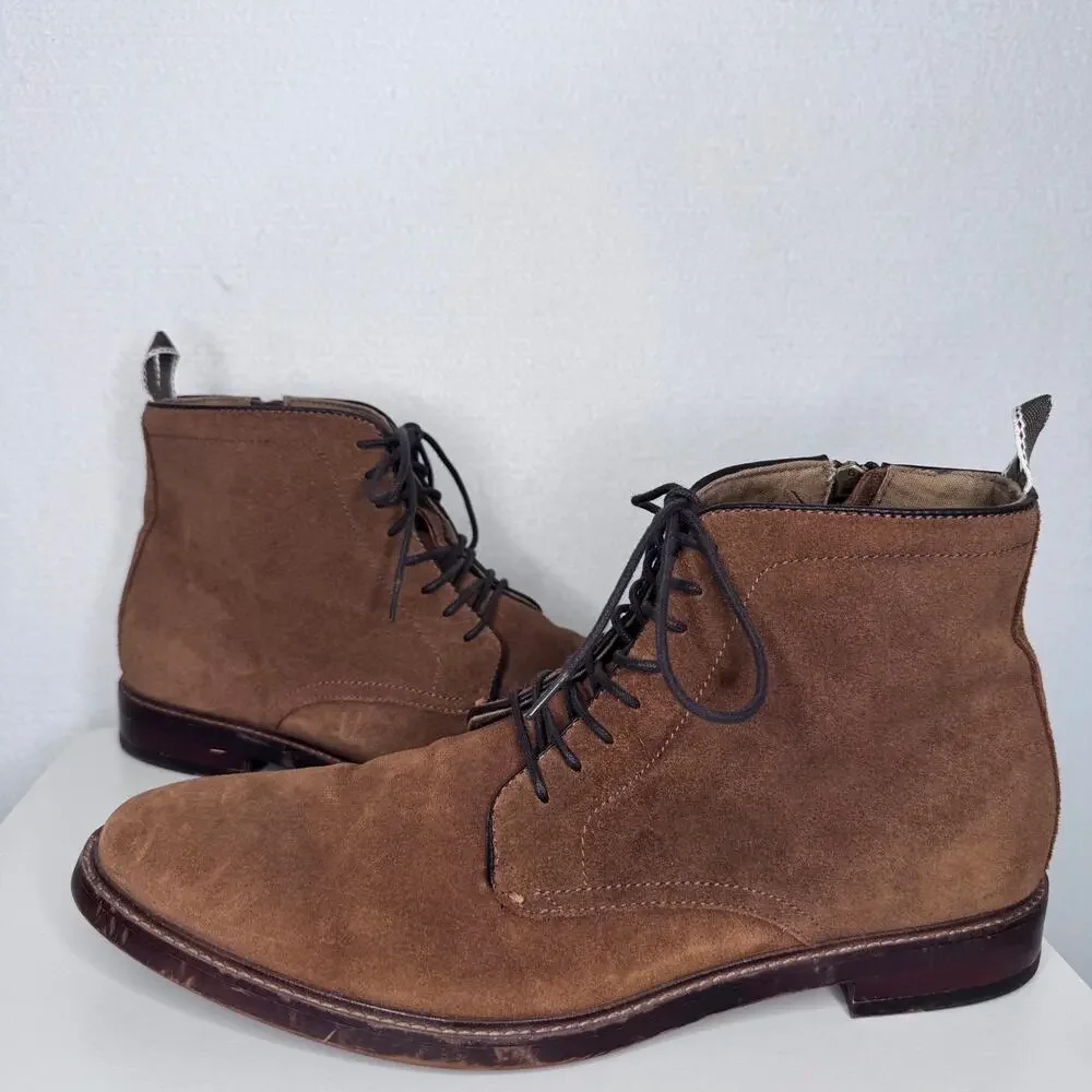 2020s ALDO Brown Suede Chukka Ankle Boots Men’s Size 12 Side Zip Lace Up